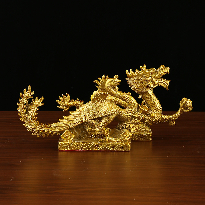 Brass Han Dynasty Dragon Figurine Zodiac Dragon for Feng Shui Protection and Tai Sui Repellent