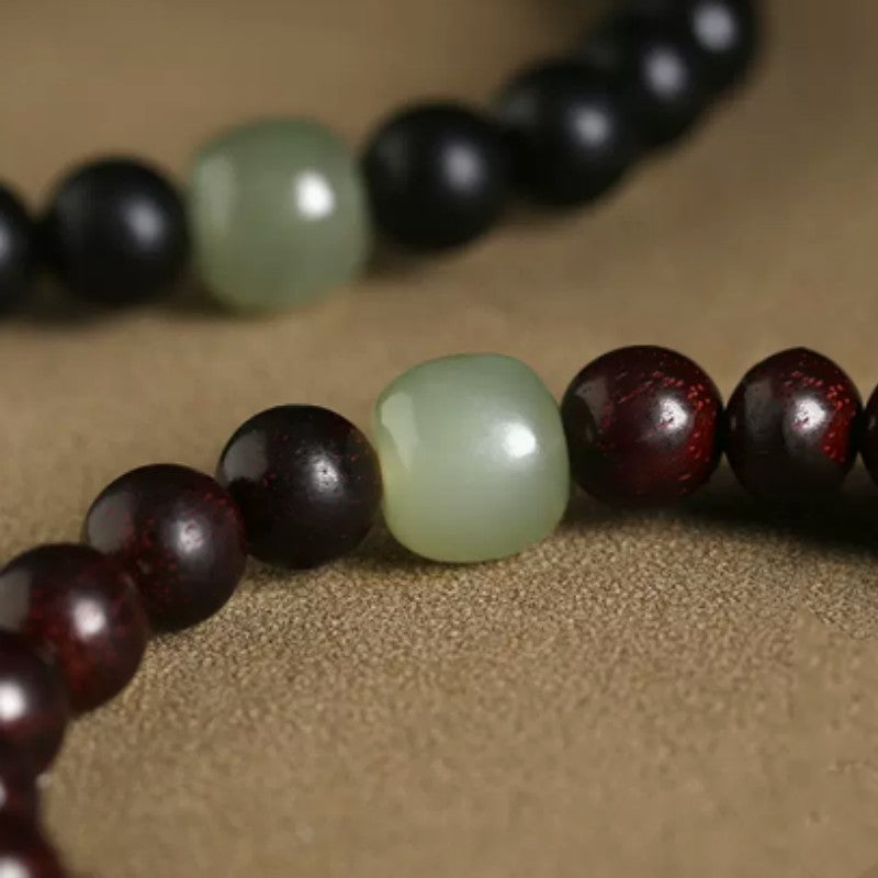 Calming Small Leaf Red Sandalwood Buddhist Prayer Beads Bracelet