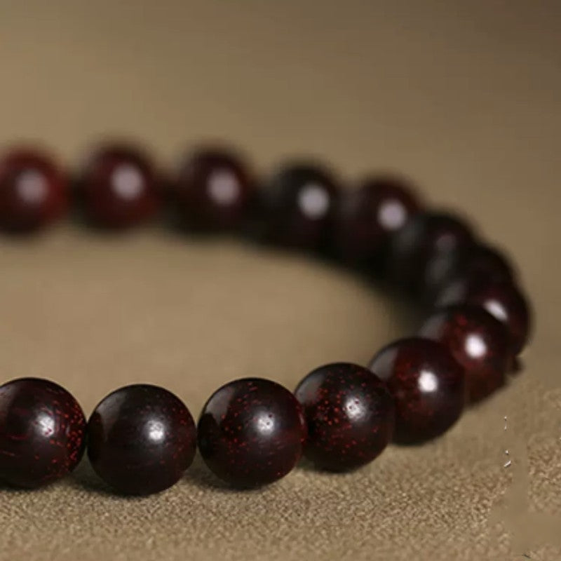 Calming Small Leaf Red Sandalwood Buddhist Prayer Beads Bracelet