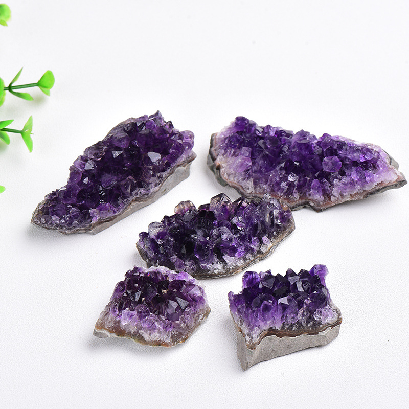 Natural Amethyst Cluster Specimen Small Amethyst Geode Slice Display Piece