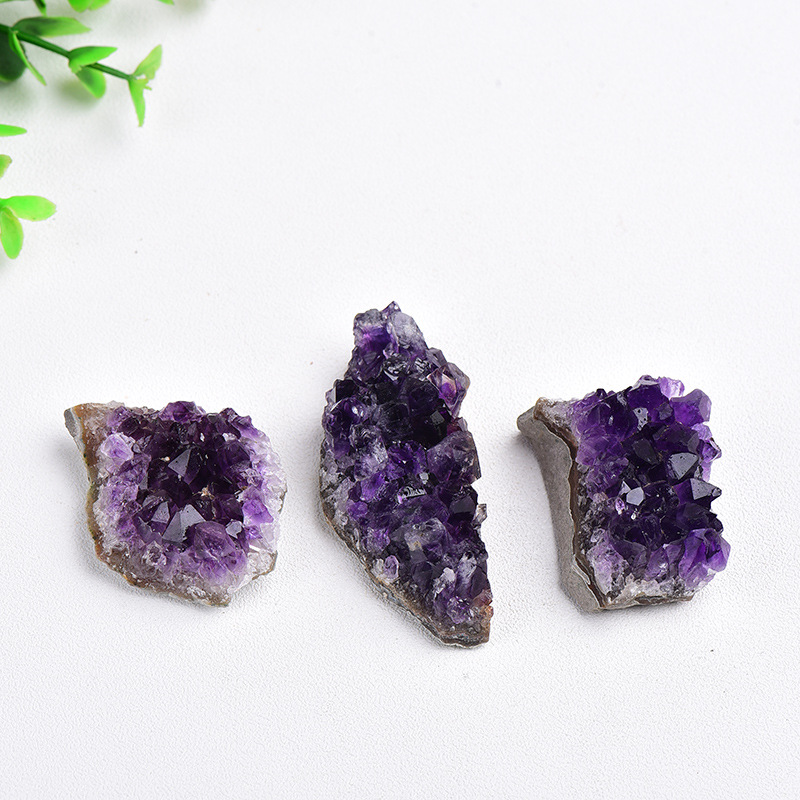 Natural Amethyst Cluster Specimen Small Amethyst Geode Slice Display Piece