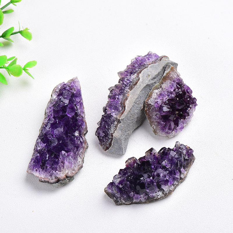 Natural Amethyst Cluster Specimen Small Amethyst Geode Slice Display Piece