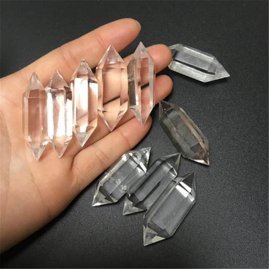 Natural Clear Quartz Double Terminated Crystal Point Polished Raw Quartz Display Piece