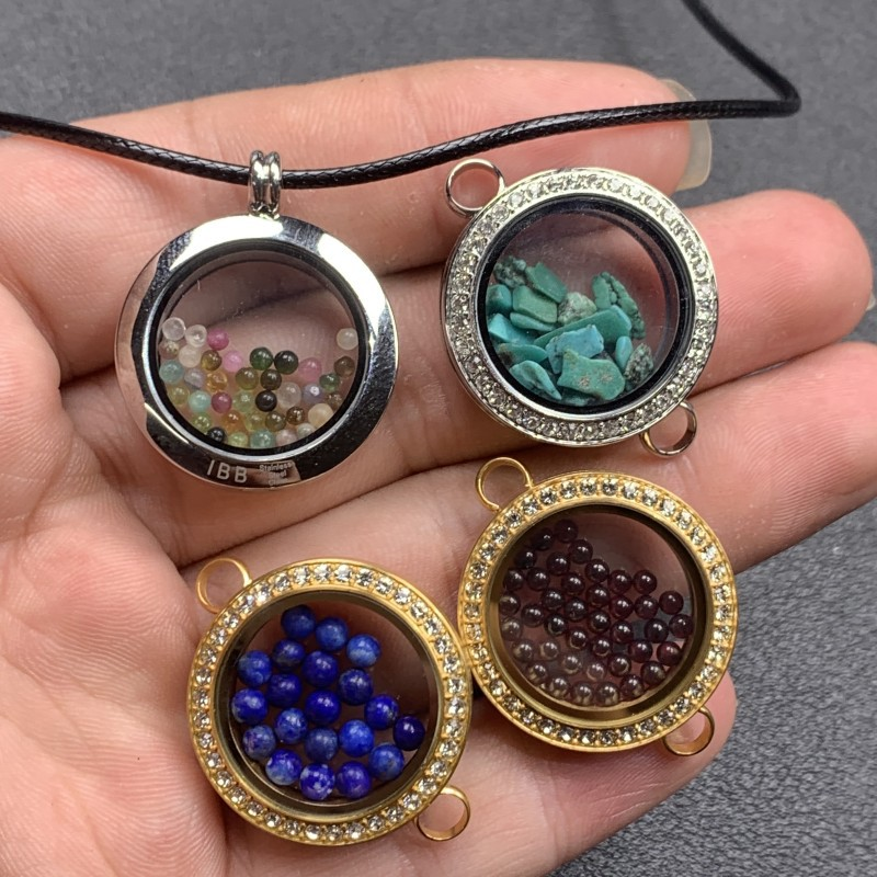 Natural Tourmaline, Turquoise, Garnet, and Lapis Lazuli Pendant