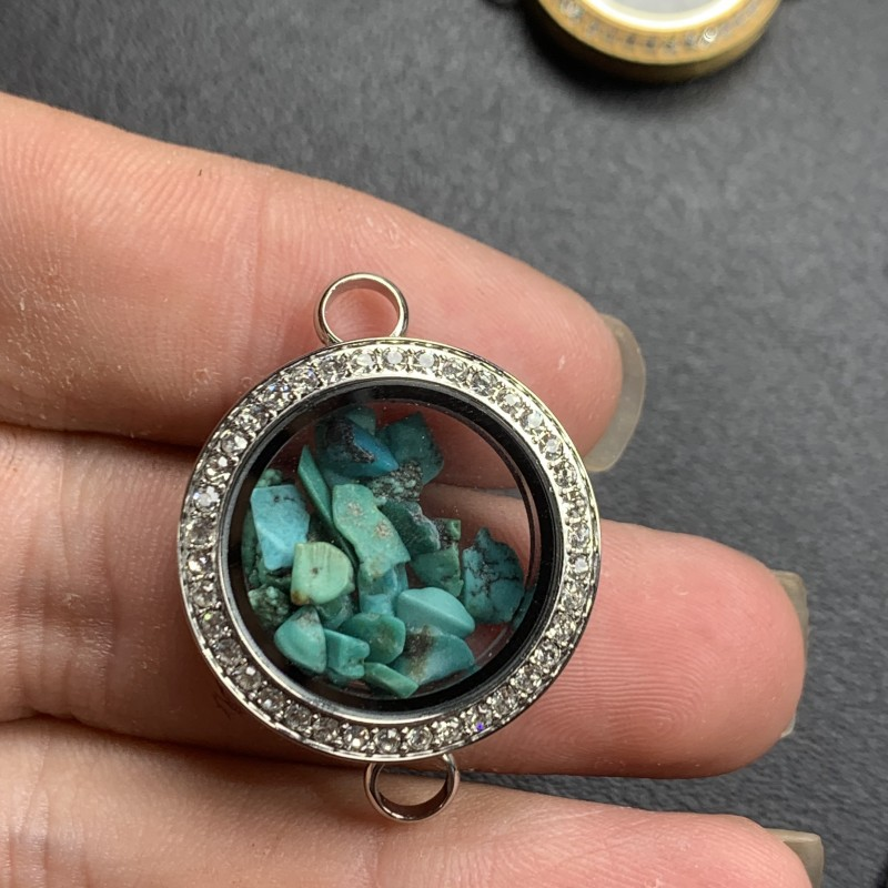 Natural Tourmaline, Turquoise, Garnet, and Lapis Lazuli Pendant