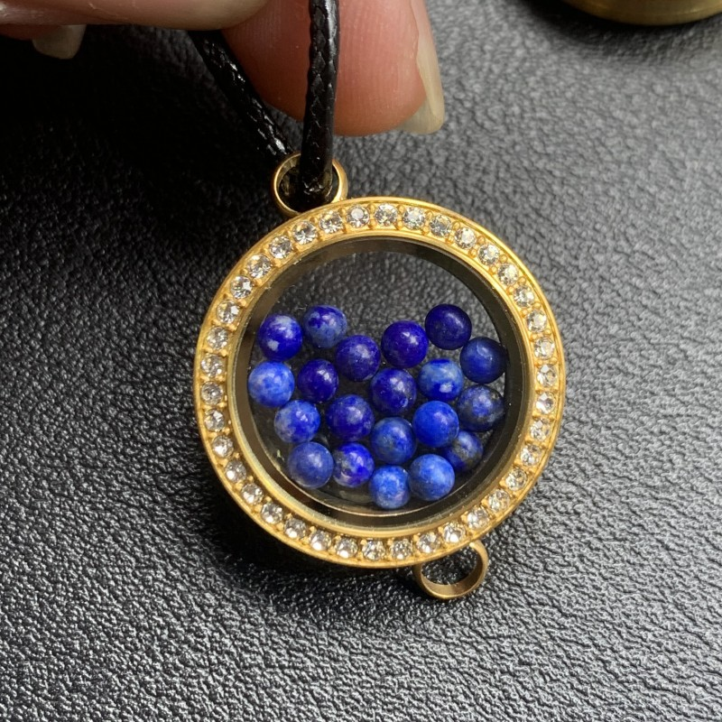 Natural Tourmaline, Turquoise, Garnet, and Lapis Lazuli Pendant